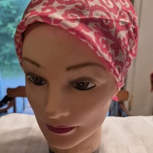 Pink and White Patterned Headscarf
